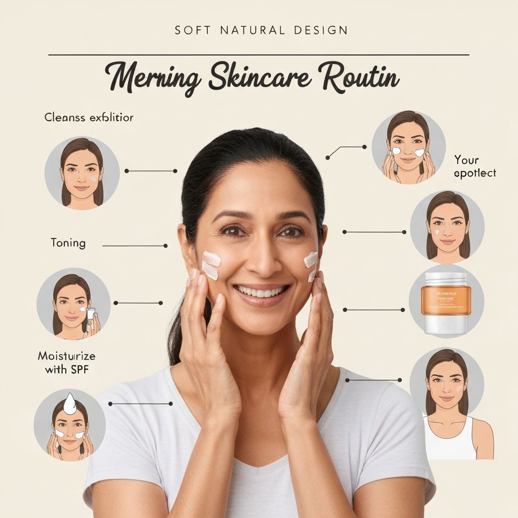 Szépségápolás rutin vizualizáció modern tiszta dizájnnal és nővel