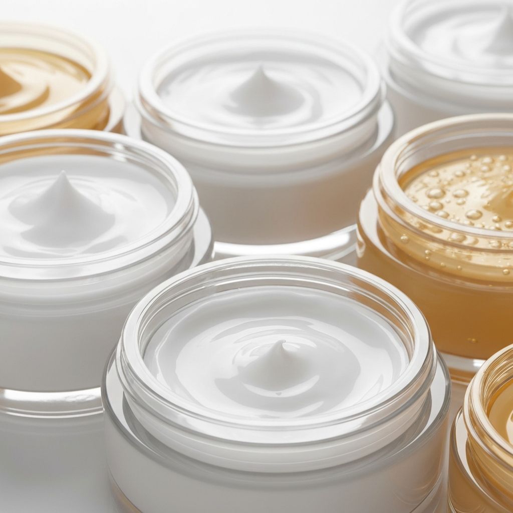 Szépségtermék textúra és végzés bemutató krémbel és szérumokkal